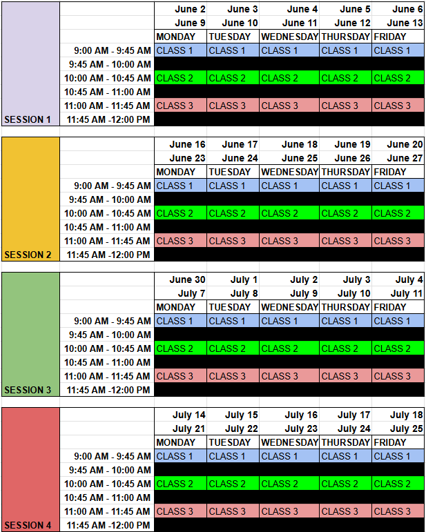SCV35 Swim Lesson Schedule Summer 2025