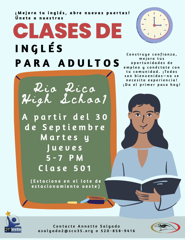 Adult English Classes at RRHS Beginning September 30