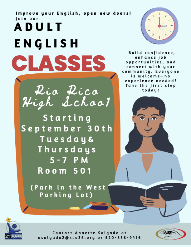 Adult English Classes at RRHS Beginning September 30