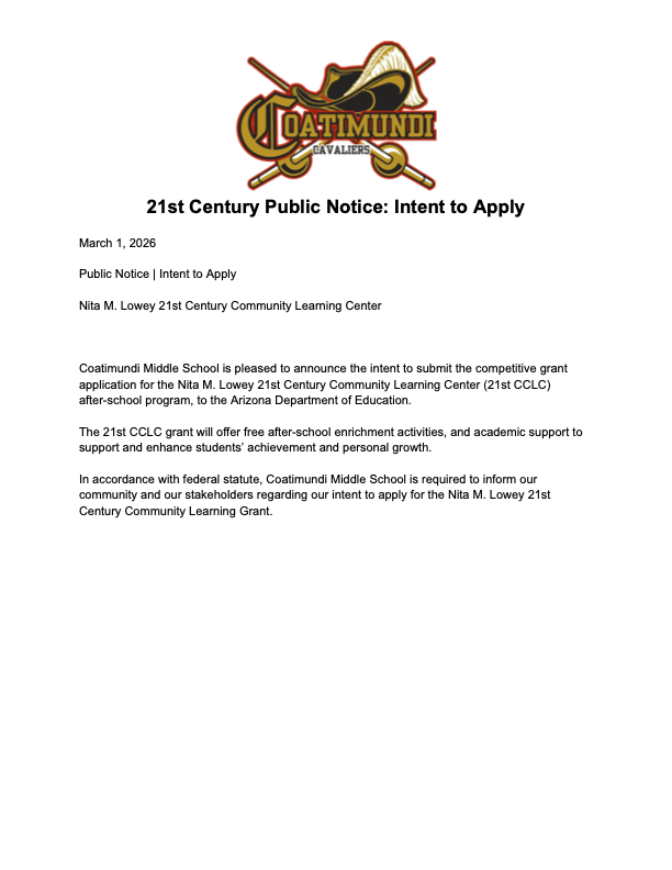 21st Century Public Notice: Intent to Apply