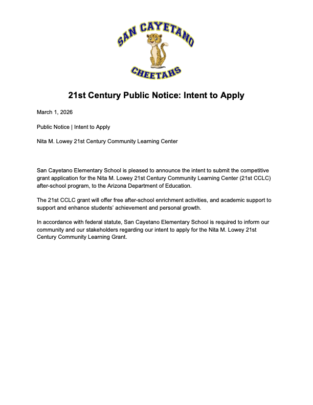 21st Century Public Notice: Intent to Apply