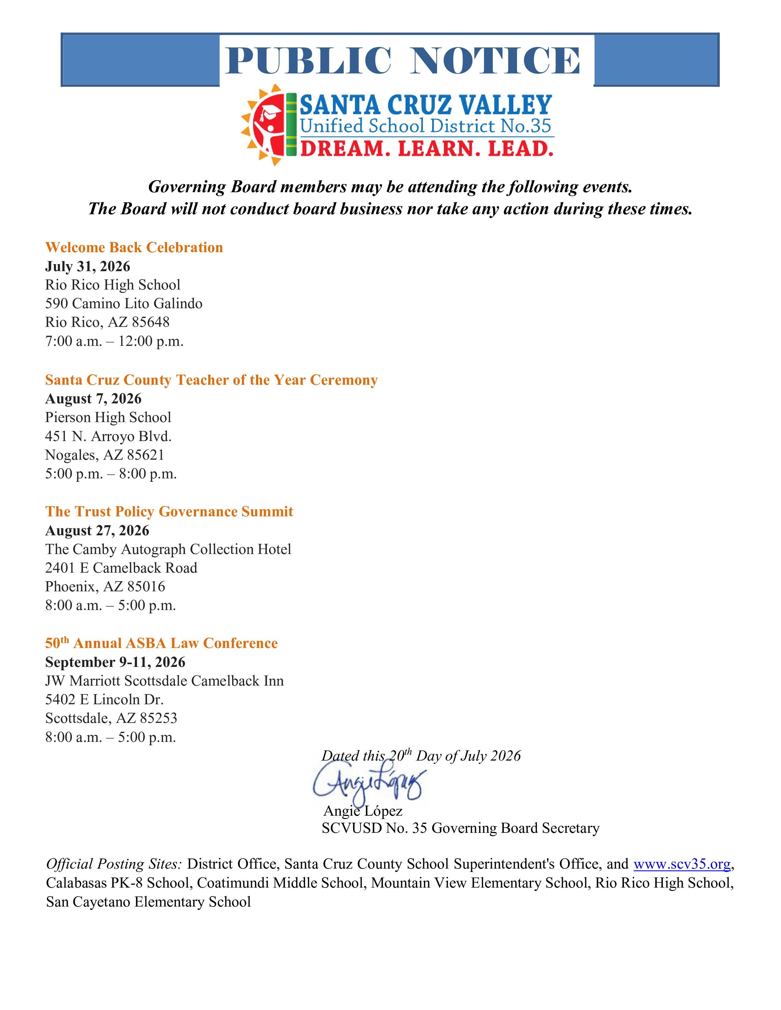 Public Notice July-September 2026