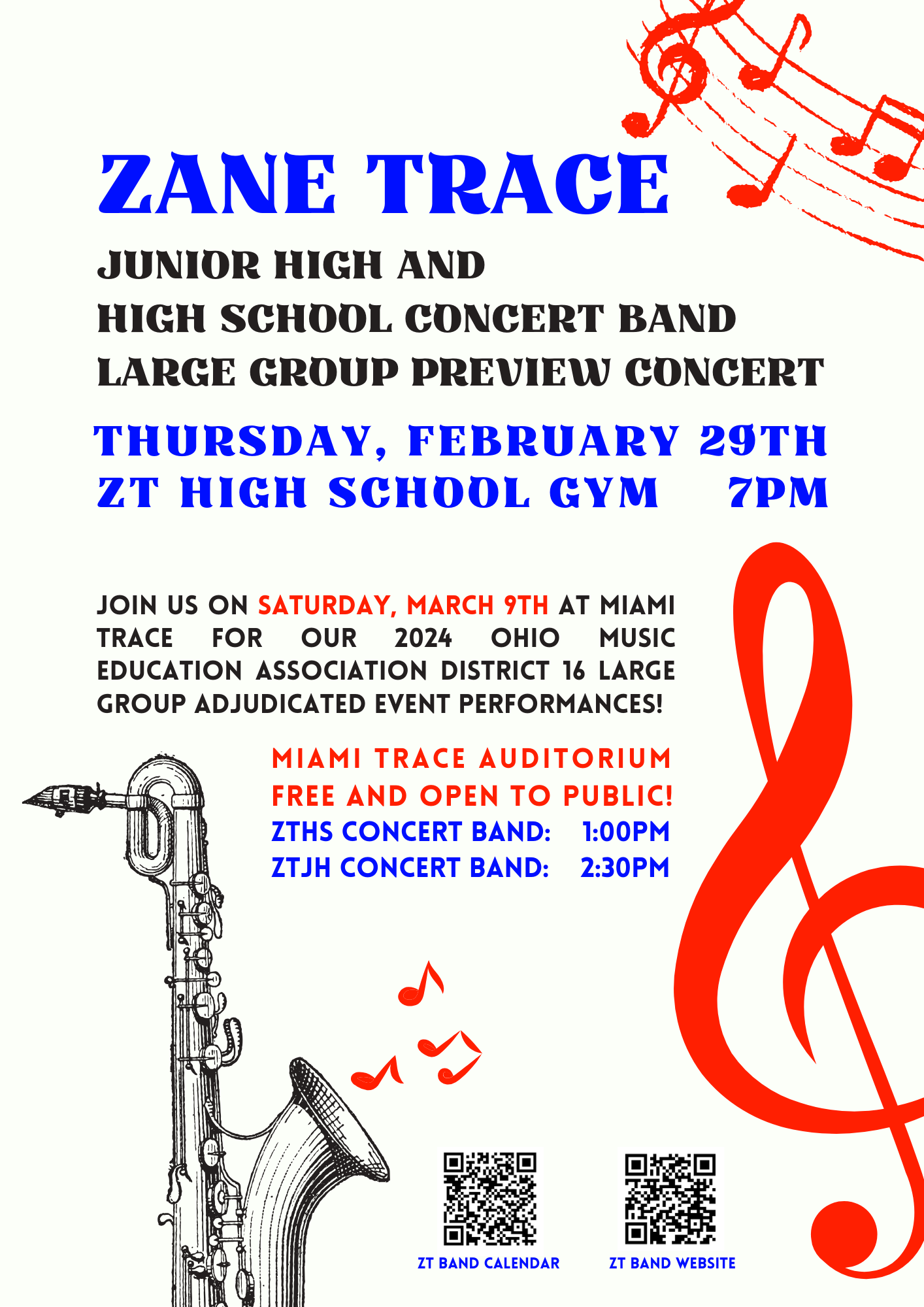 2024 ZT Band Preview and LG Concert Flyer