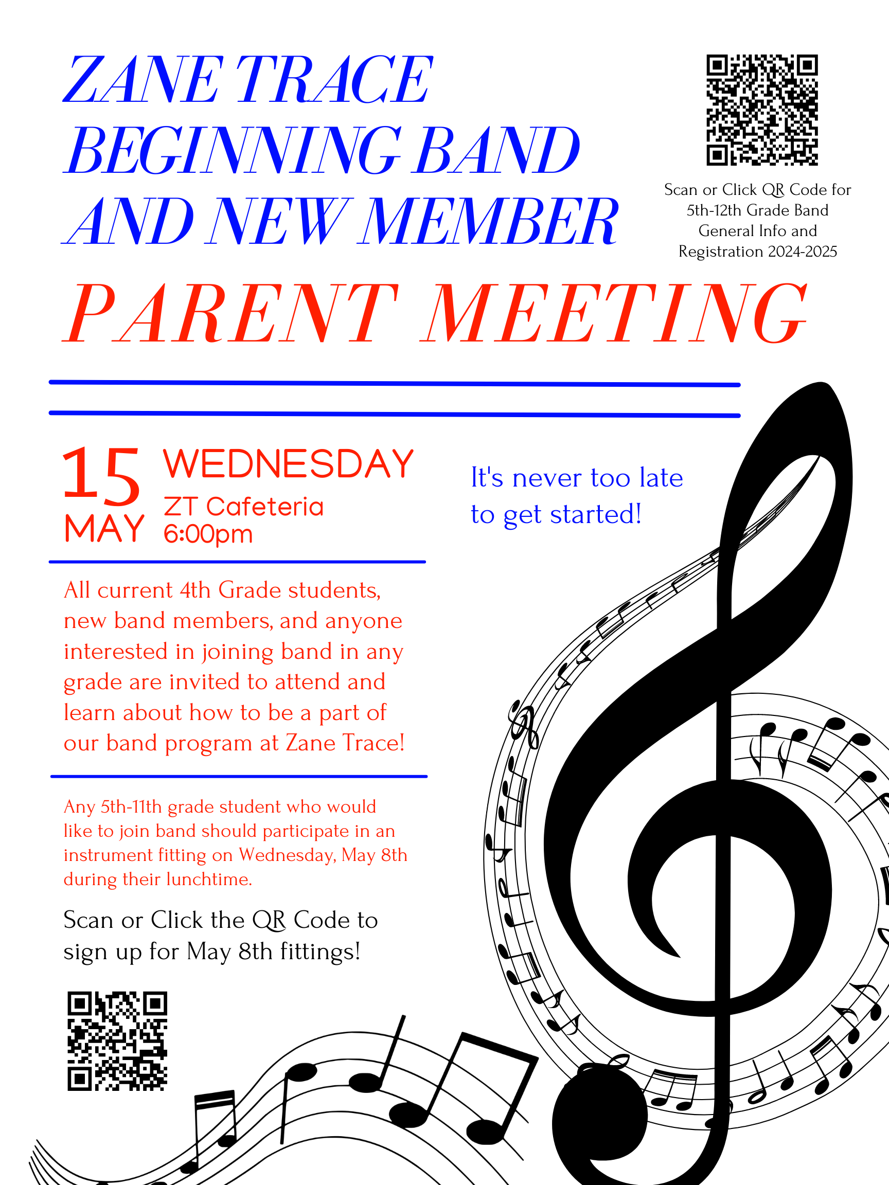 Beginning Band and New Member Parent Meeting Flyer