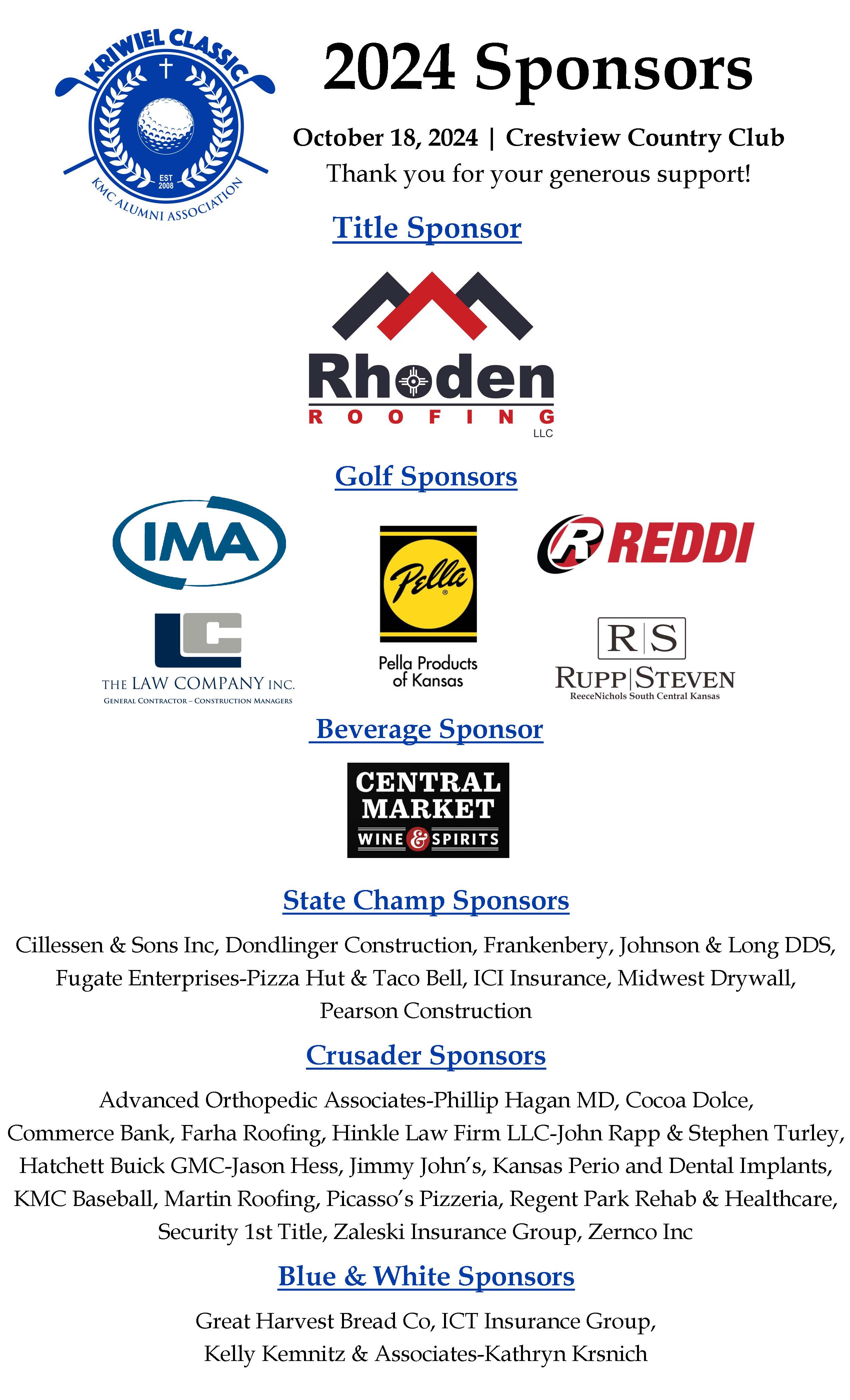 Kriwiel Classic Sponsors