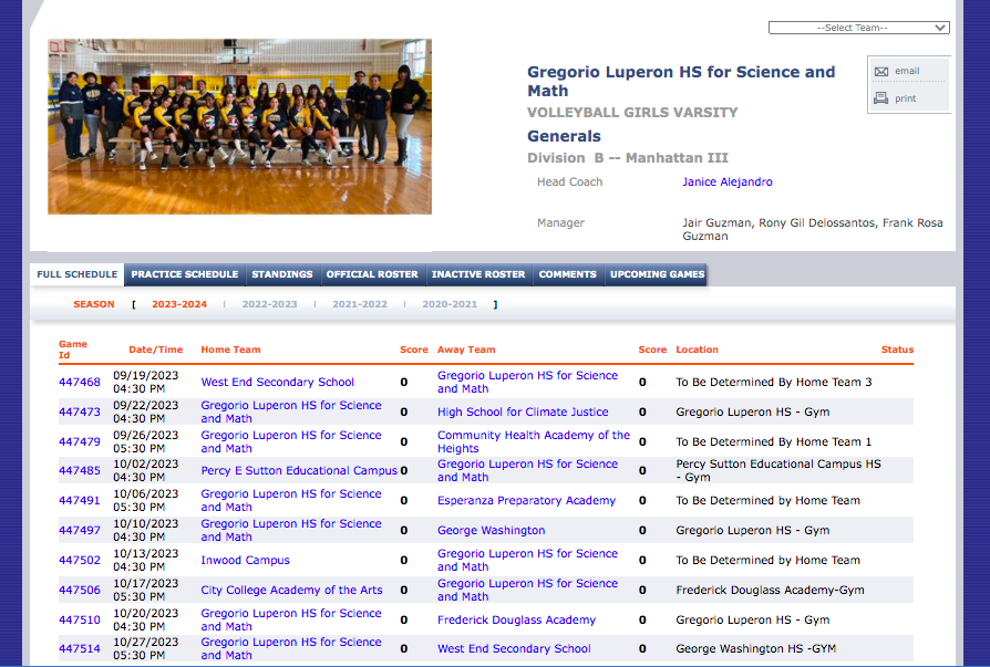 Girls Volleyball Schedule