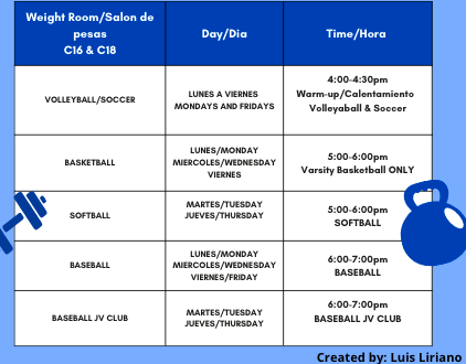 Weights Room Schedule