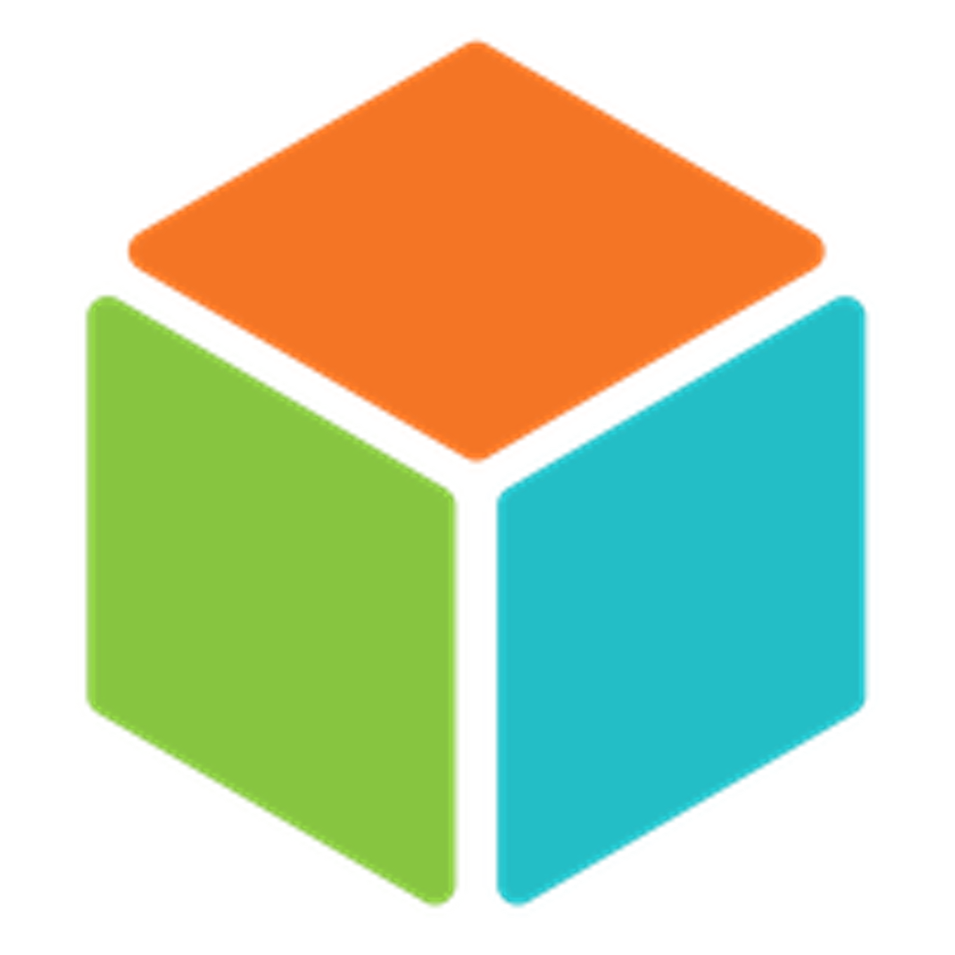 Cube with top side orange, left side green and right side blue