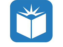 Blue Logo with a book