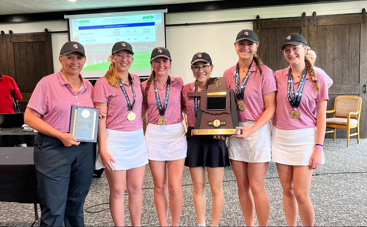 jenks girls golf with 2023 trophy