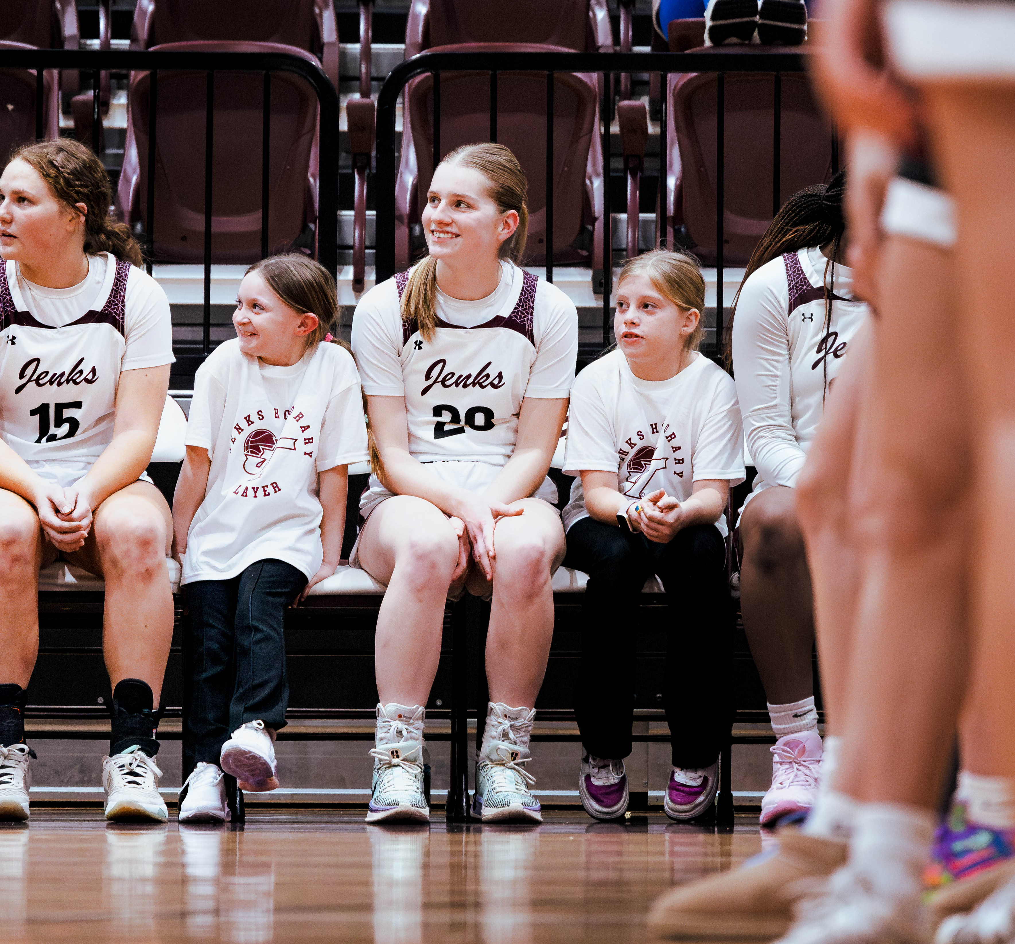 Girls Basketball Players on Bench