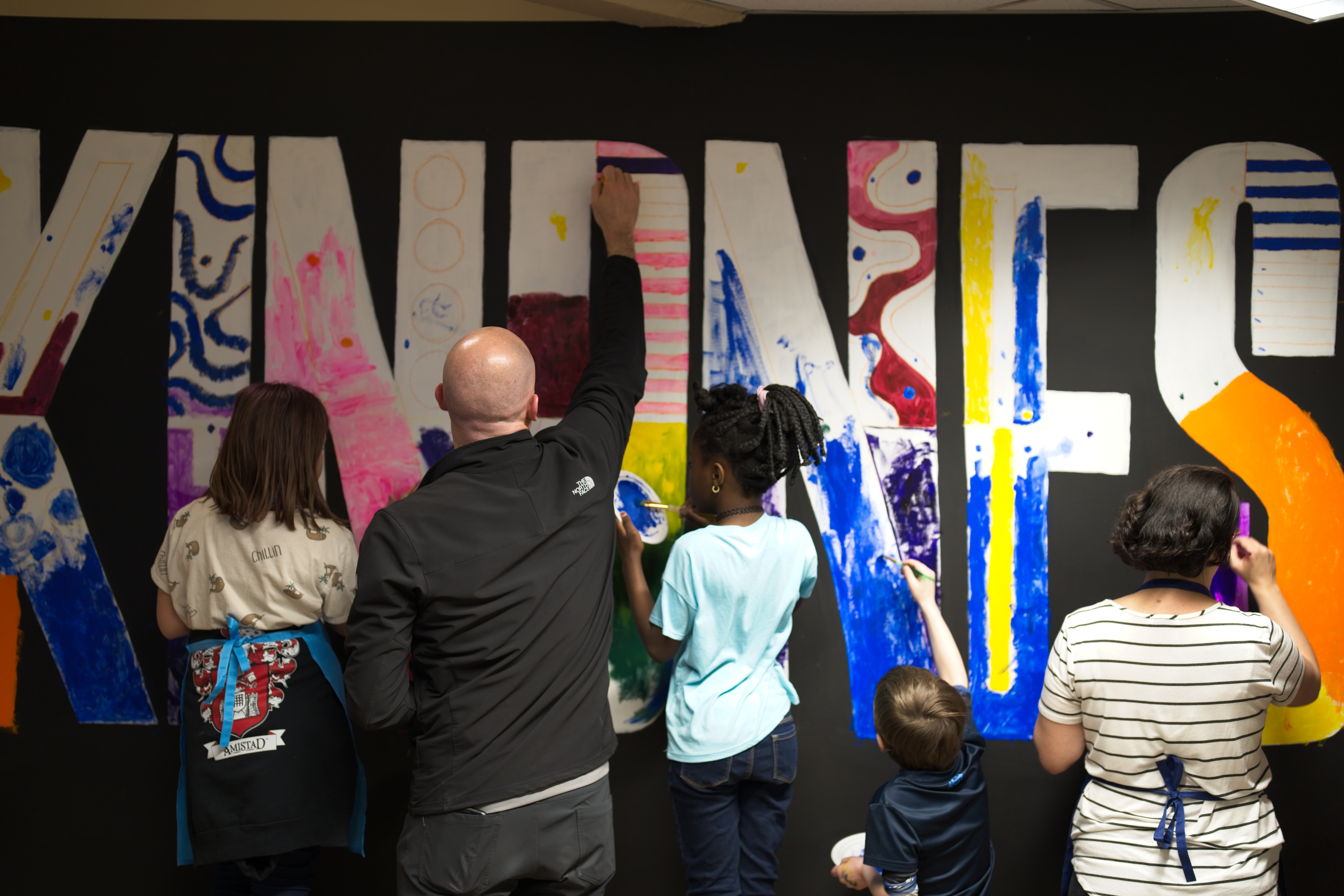 kids and staff painting