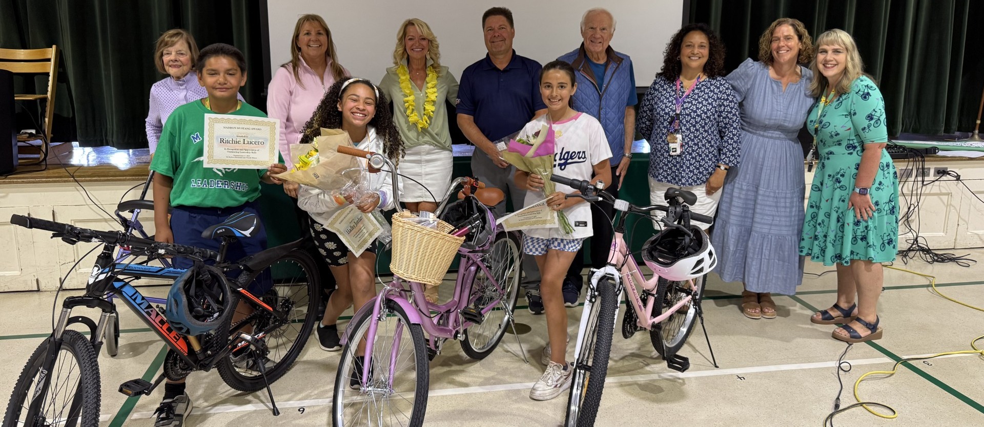Students and teachers with bikes