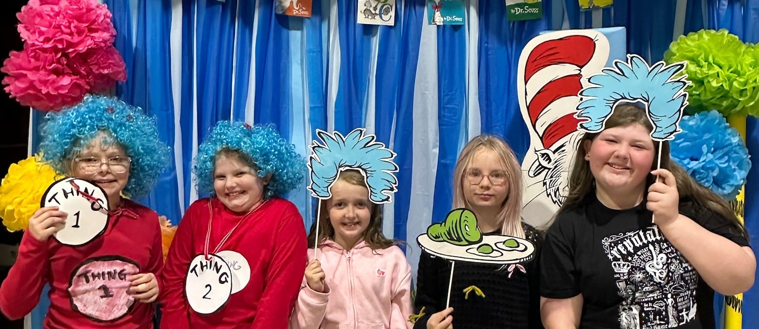 4th Grade students in our Dr. Seuss photo booth