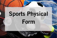 sports equipment with text reading sports physical form