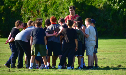 boys in a huddle