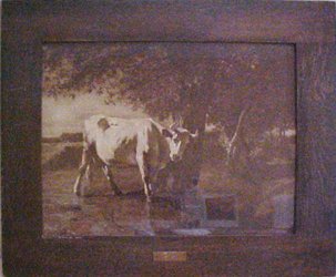 White Cow Artist: Constant Troyon (1810-1865) Location: room 105 Catalog #135 Notes: Class of January, 1913. Troyon's theme is the close relation of cattle to nature. Here he conveys a feeling of concord between the cow and the tree that provides shade and comfort.