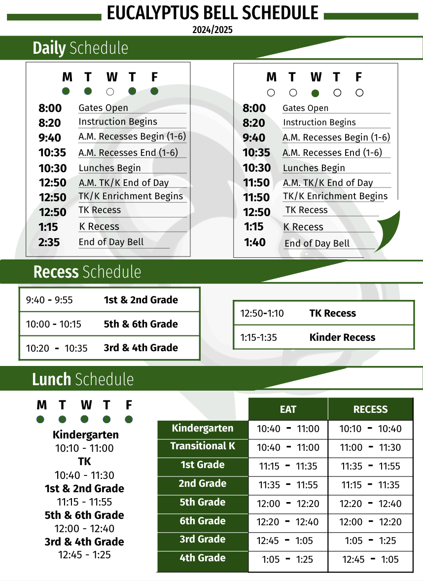 Eucalyptus Bell Schedule 2022-2023