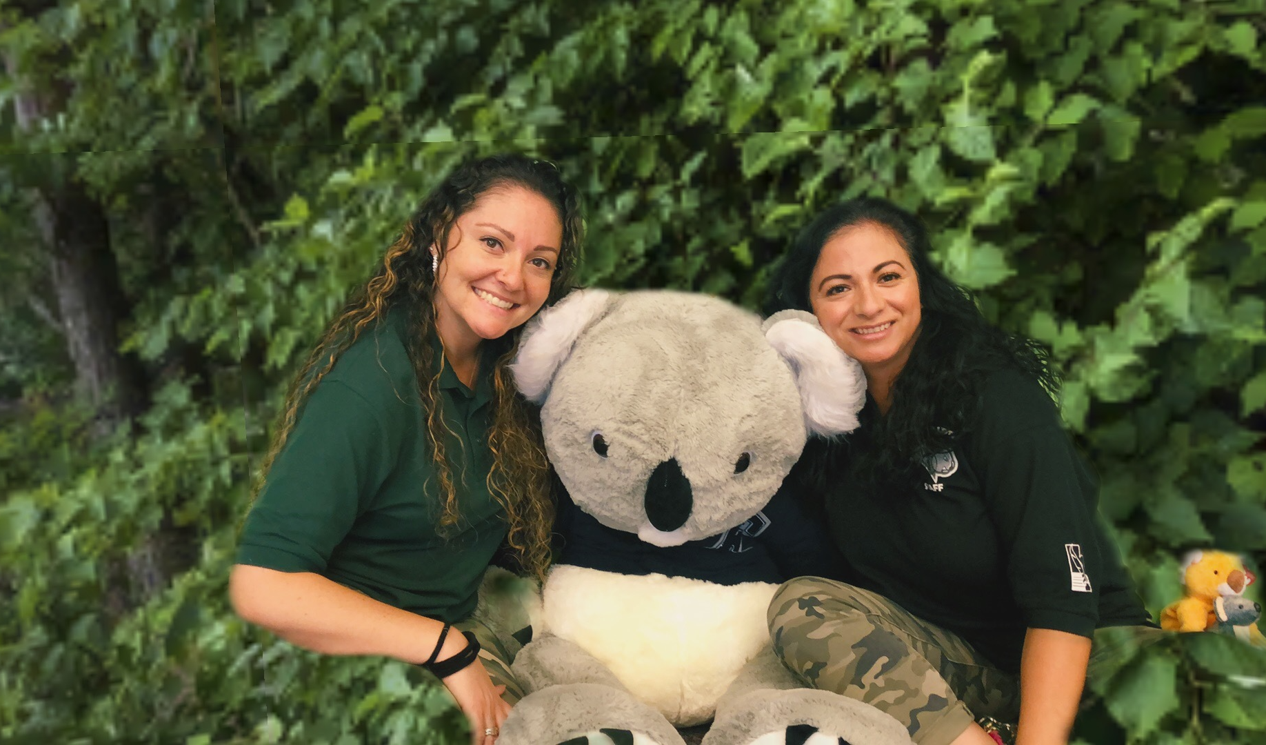 Office ladies Jennifer and Nancy hanging out with our giant koala.