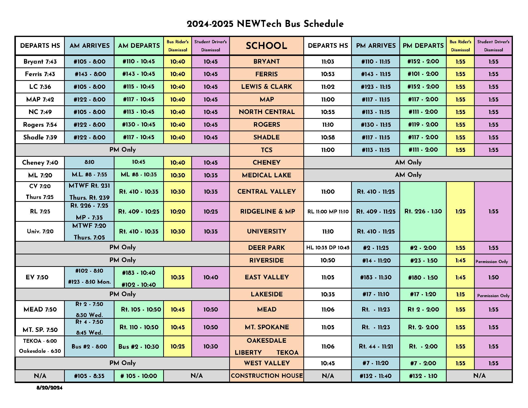 bus schedule