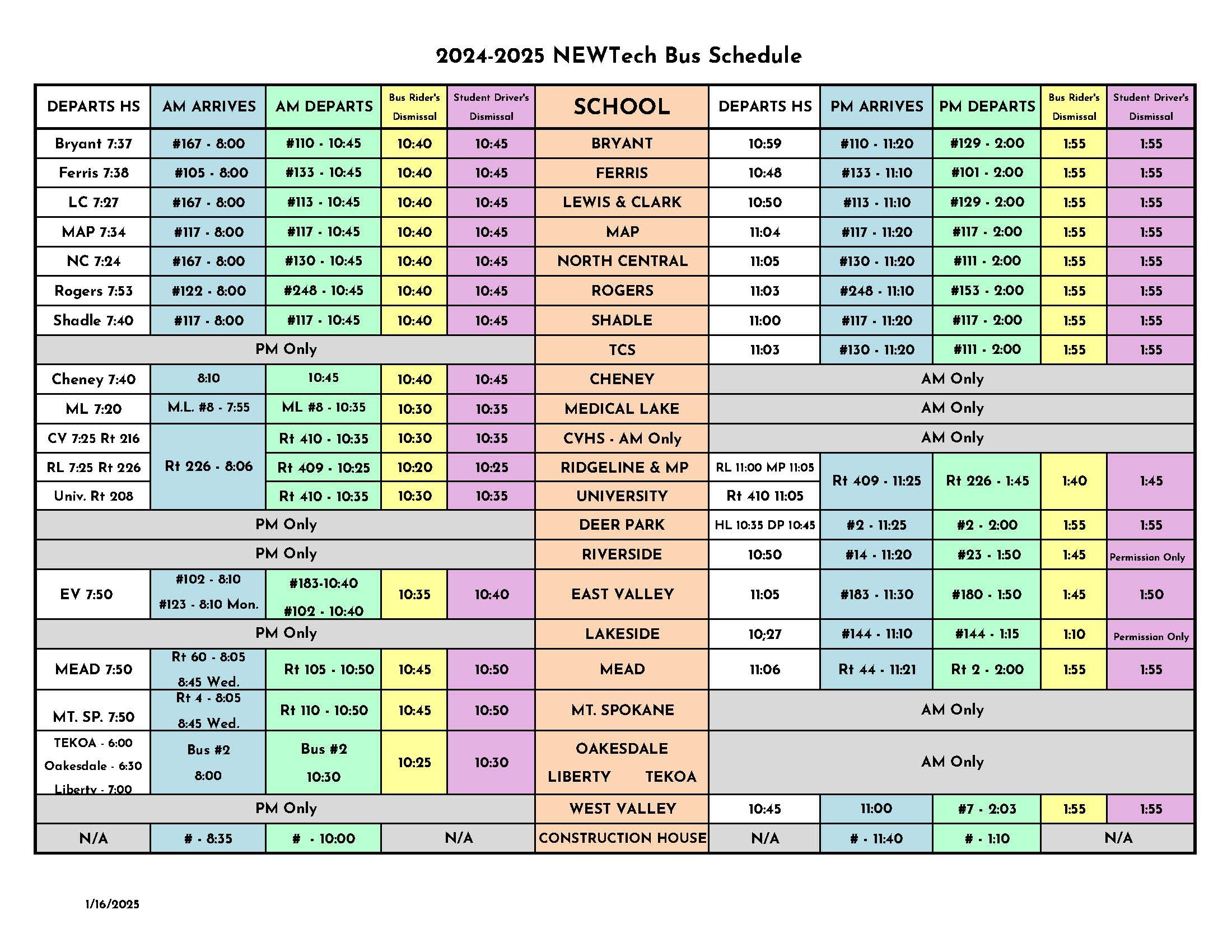 bus schedule