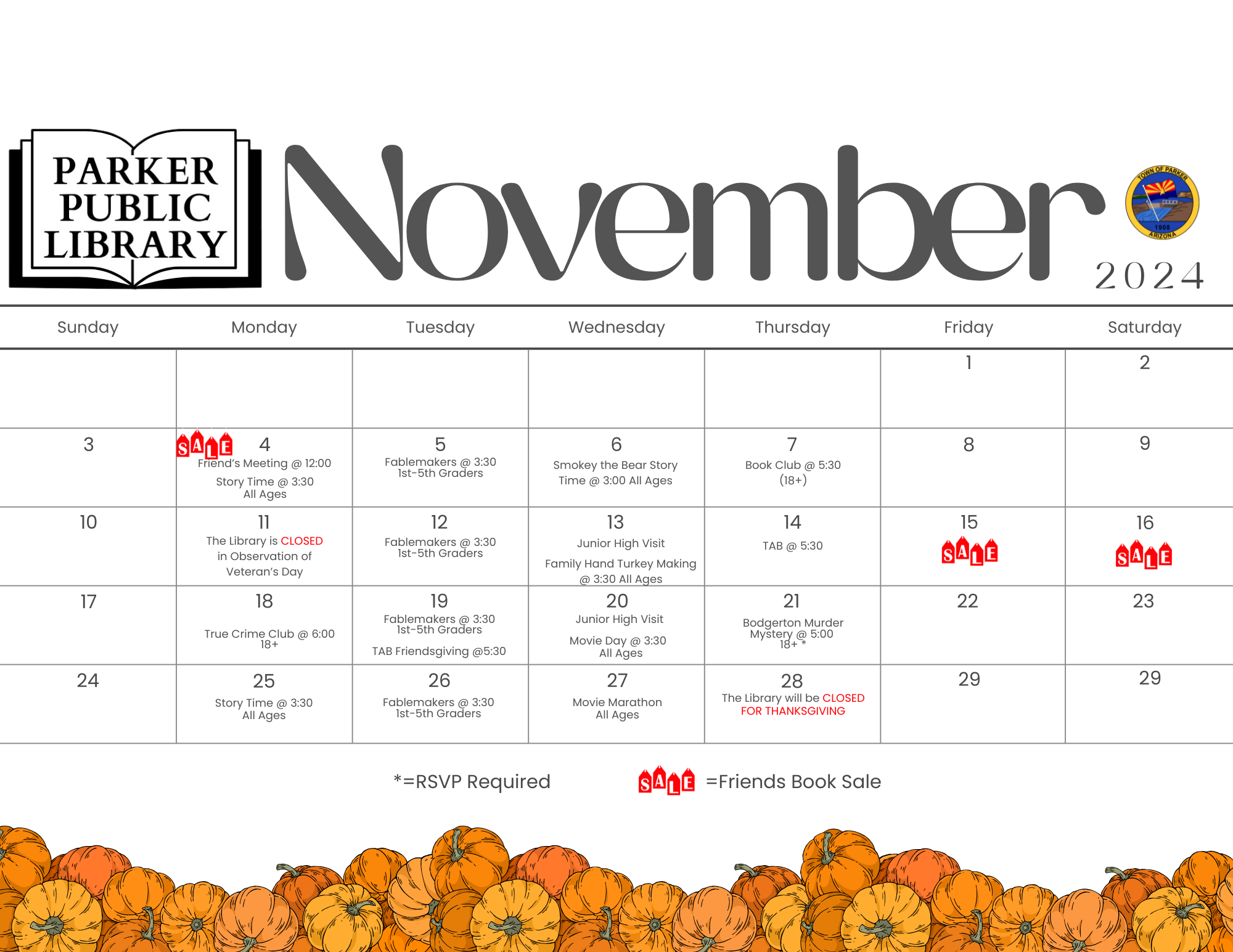 November Events Calendar