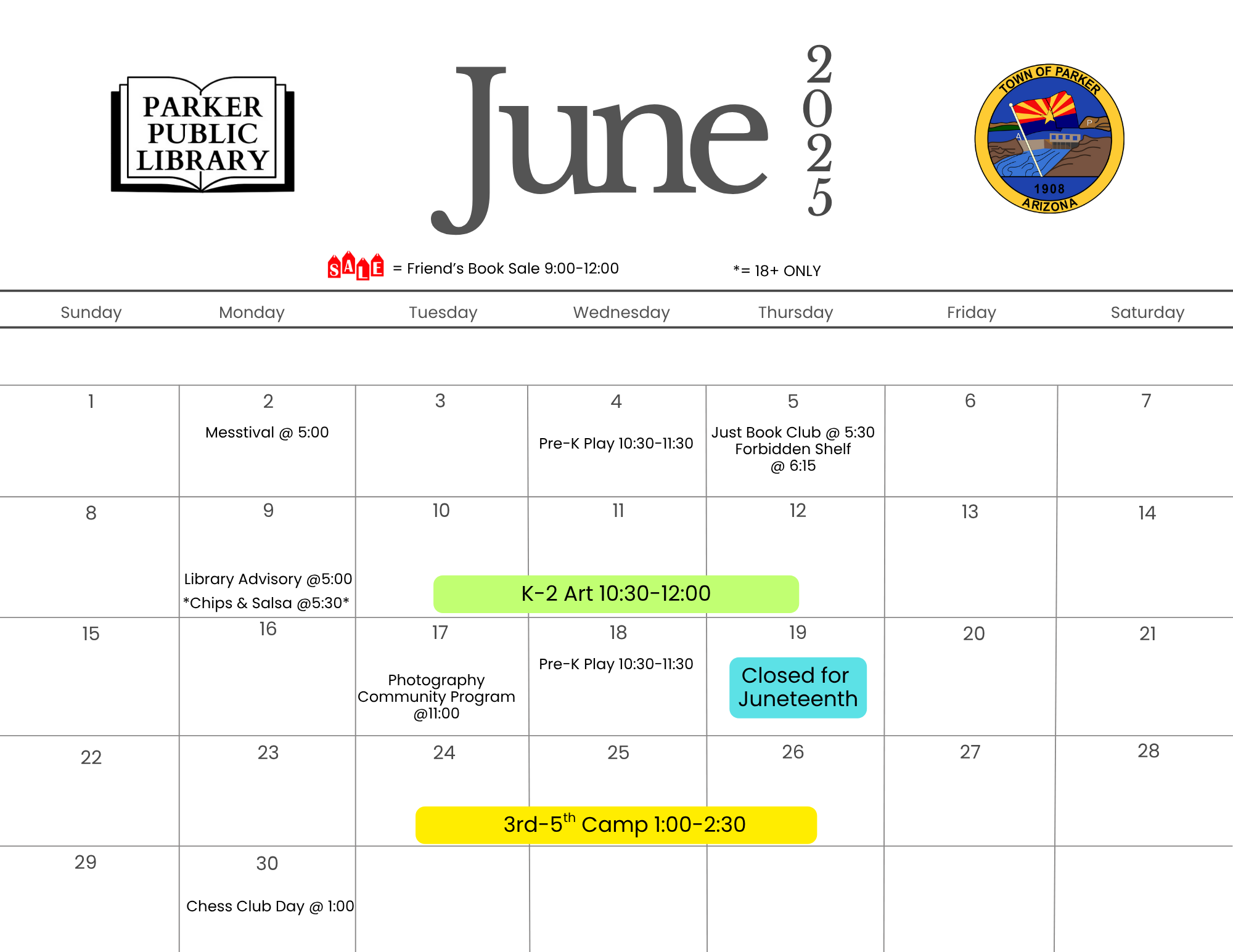 June Calendar of events