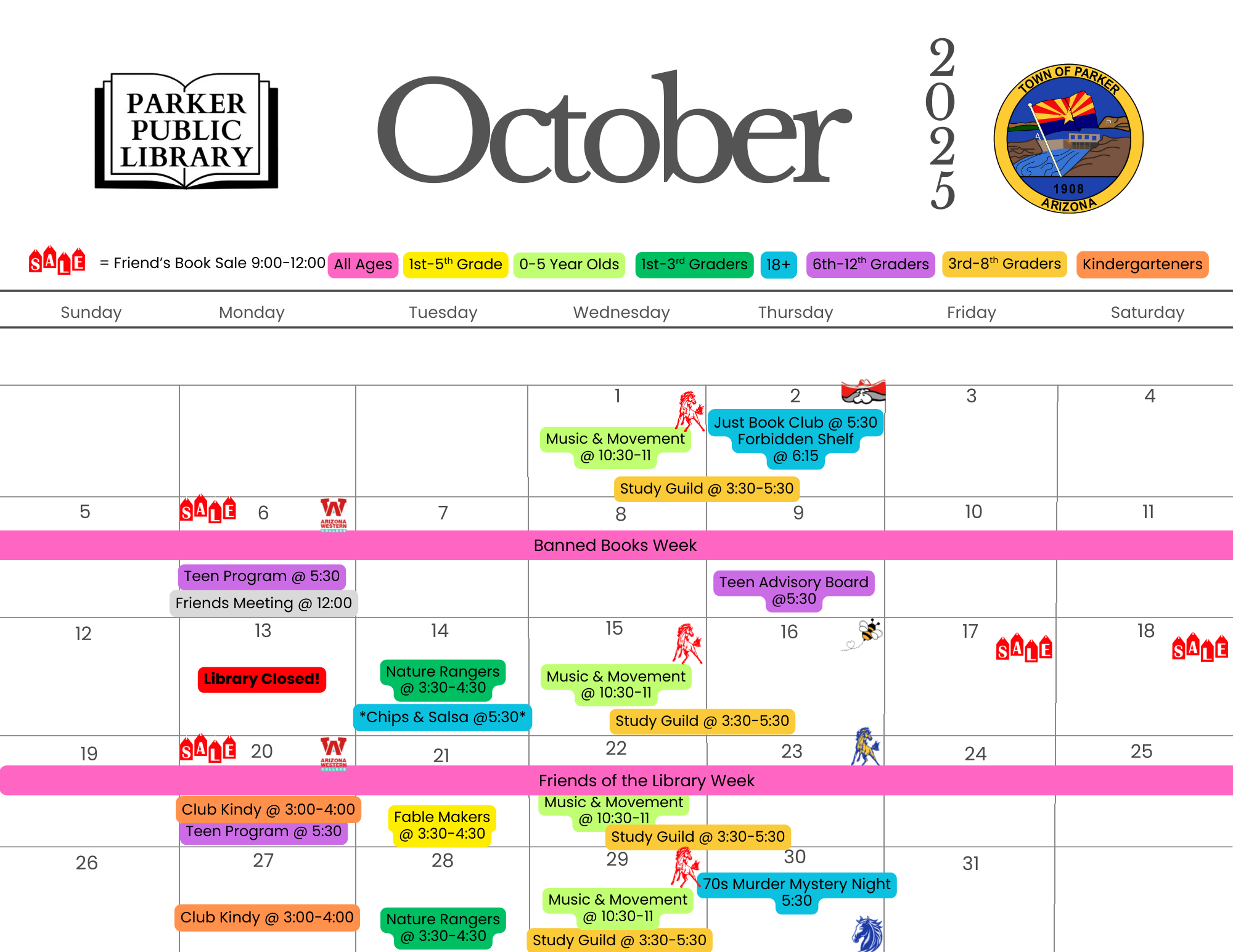 October Calendar of events