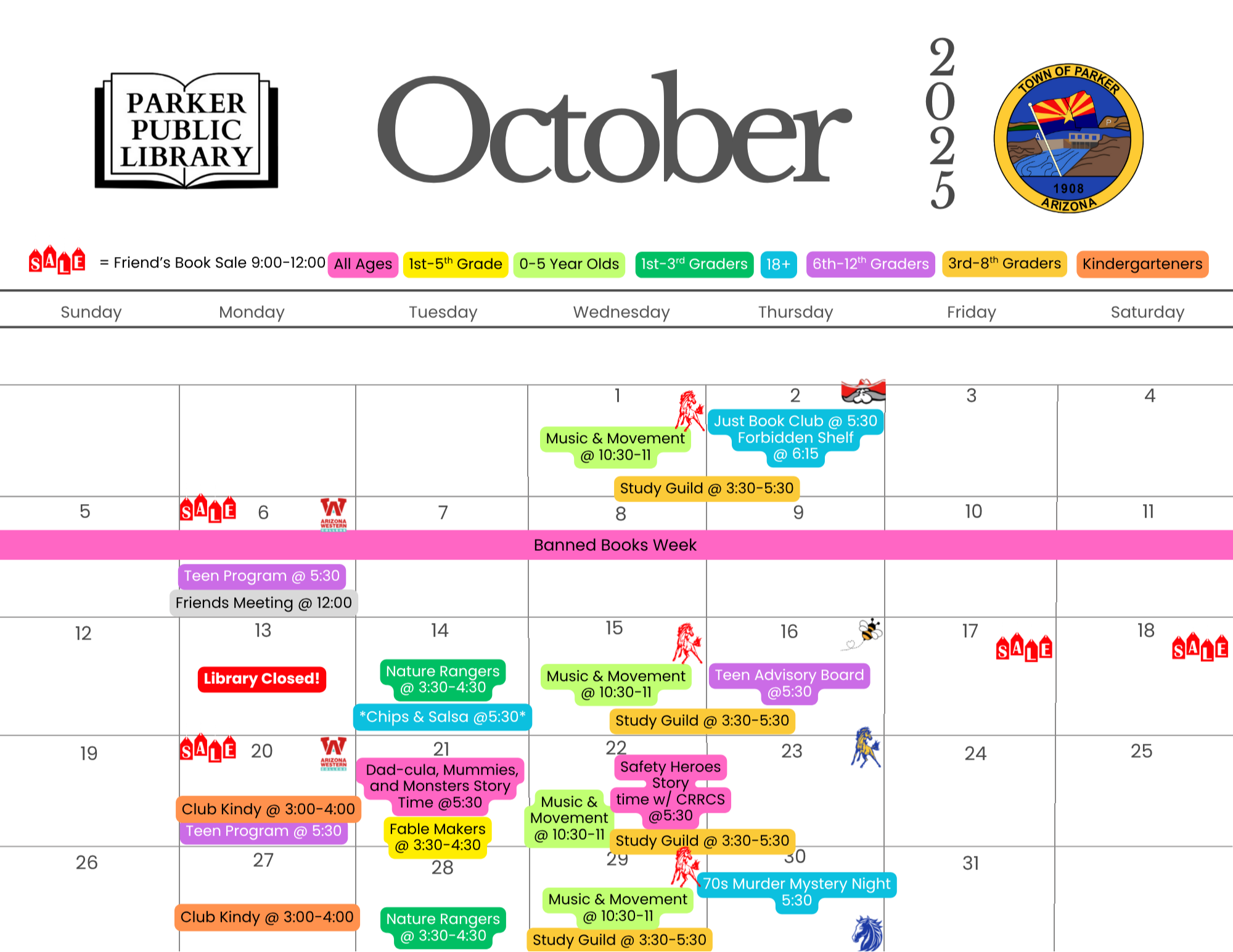 October Calendar of events