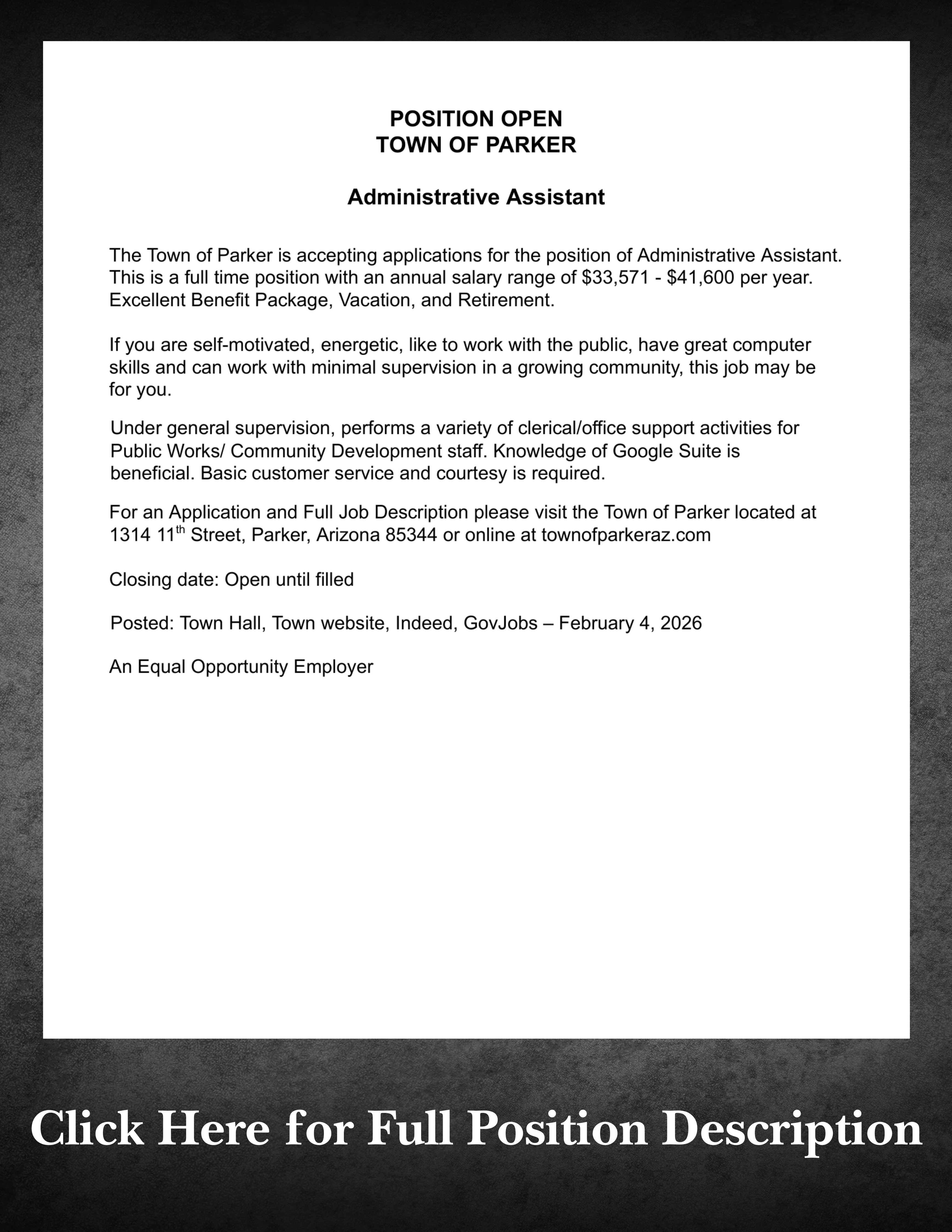 Administrative Assistant Job Posting