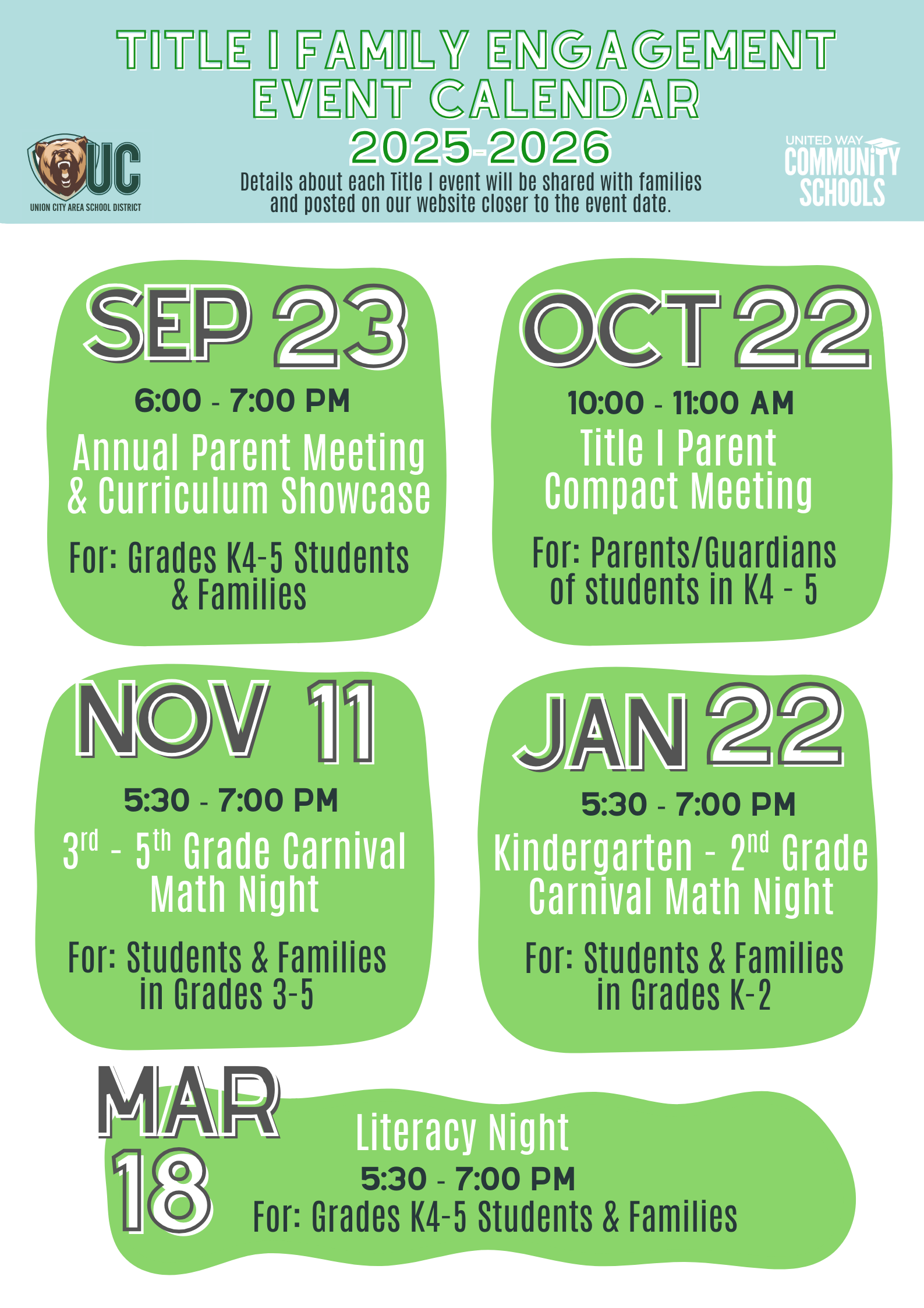 Family Engagement Calendar