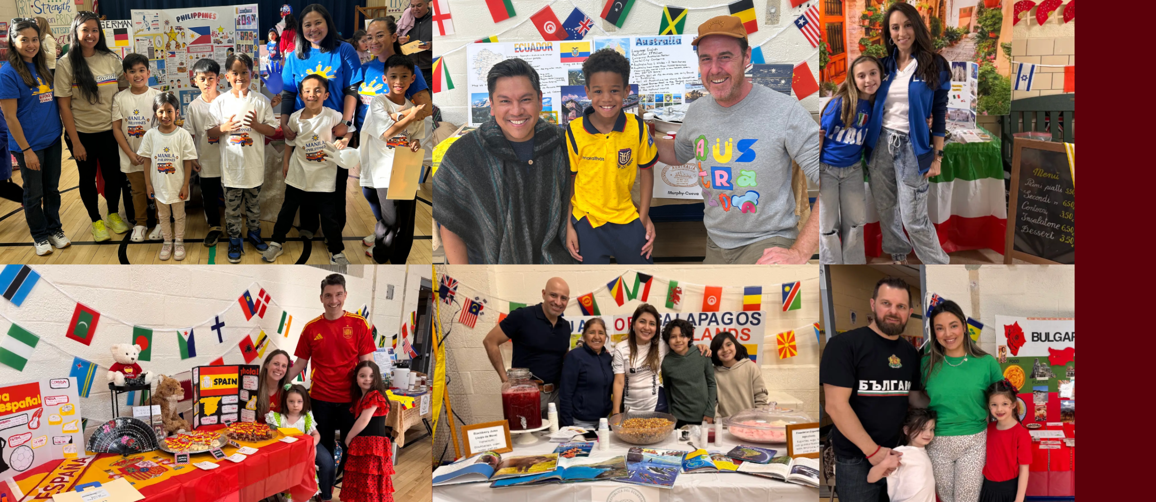 Collage of people in various settings, some with decorations, some in sports attire, and some with children.