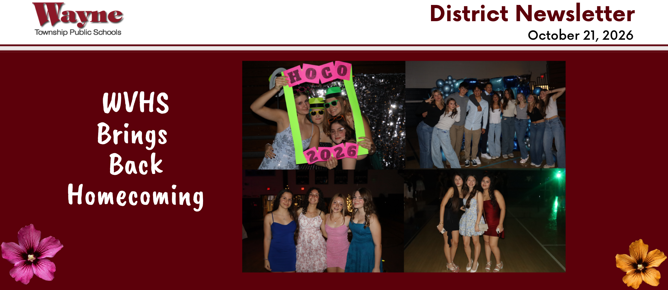 Photo collage of students at a school event, with the top photo featuring a girl holding a sign.