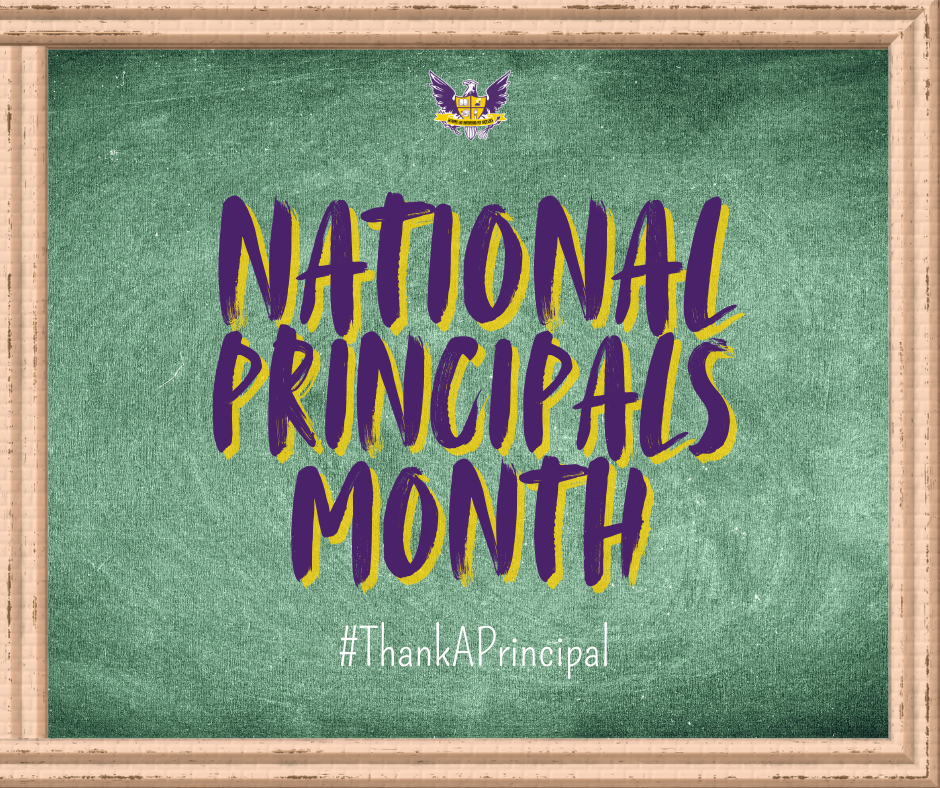 national principals month e-card on green chalkboard background