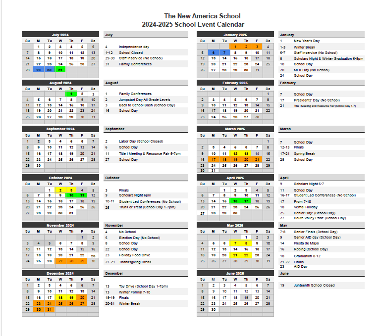 School Calendar 2024-2025