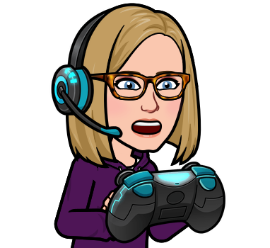 Cartoon teacher playing video game
