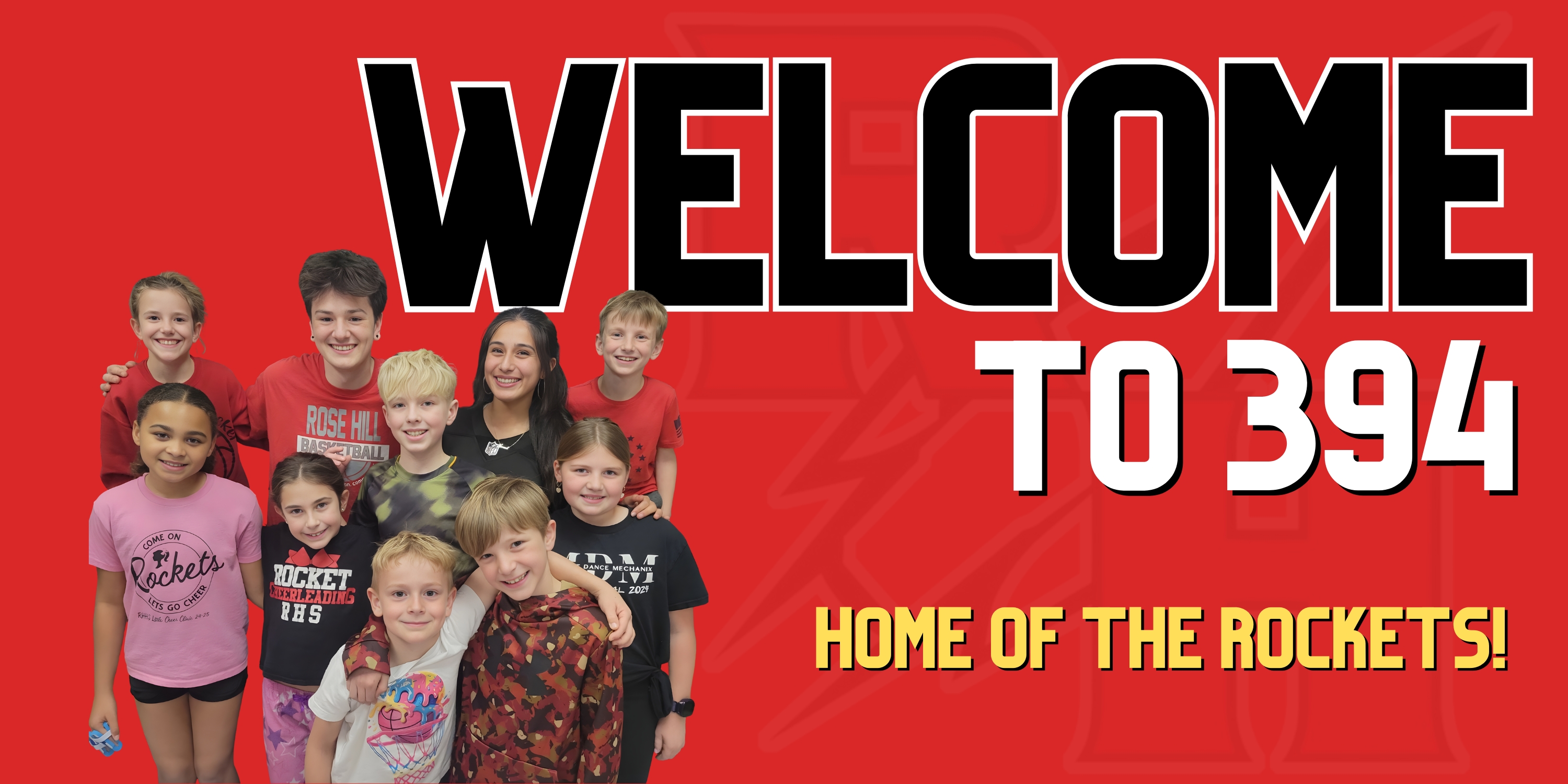 Main Welcome to 394 header with group of kids