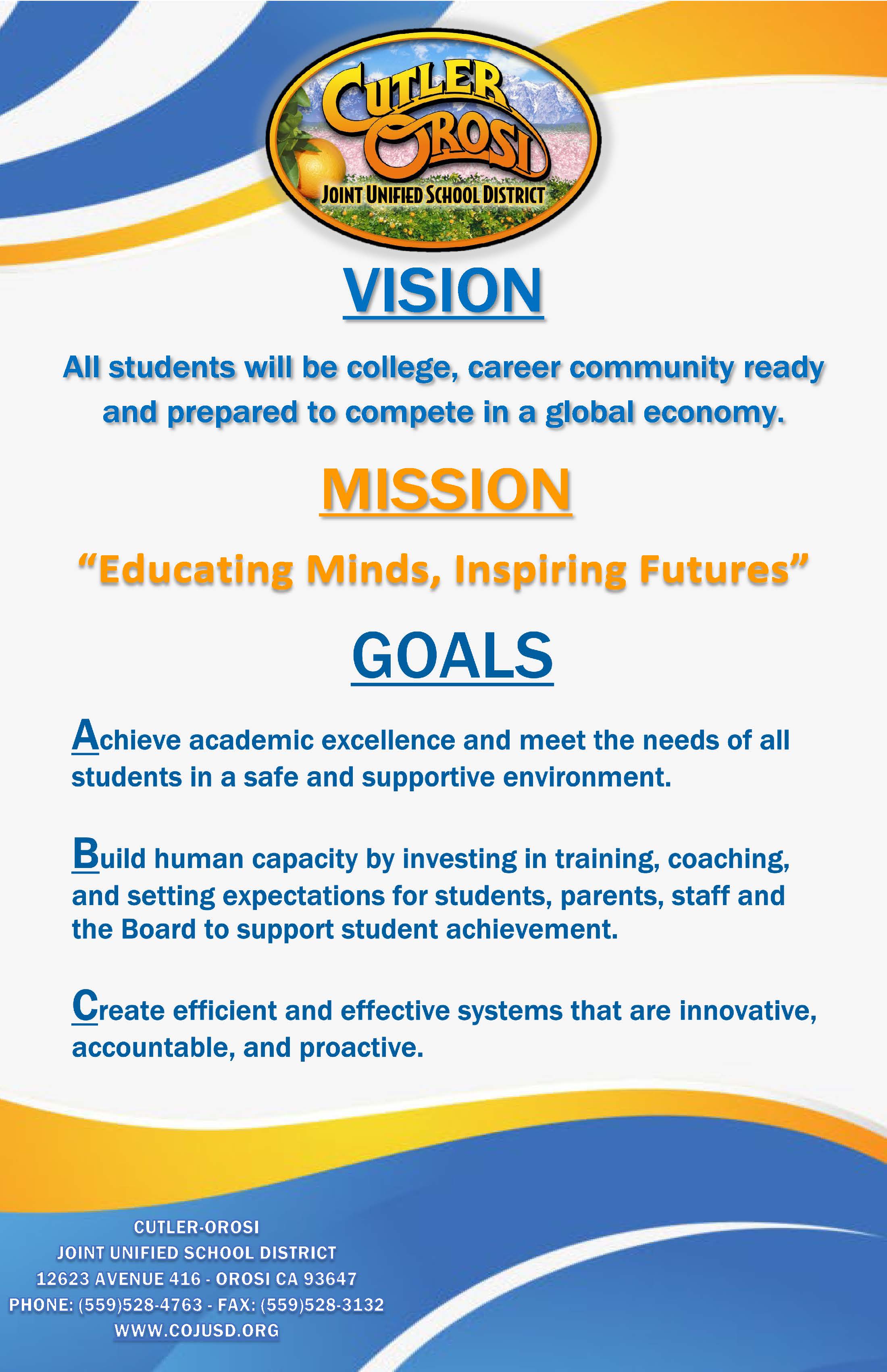 Board Vision, Mission and Goals