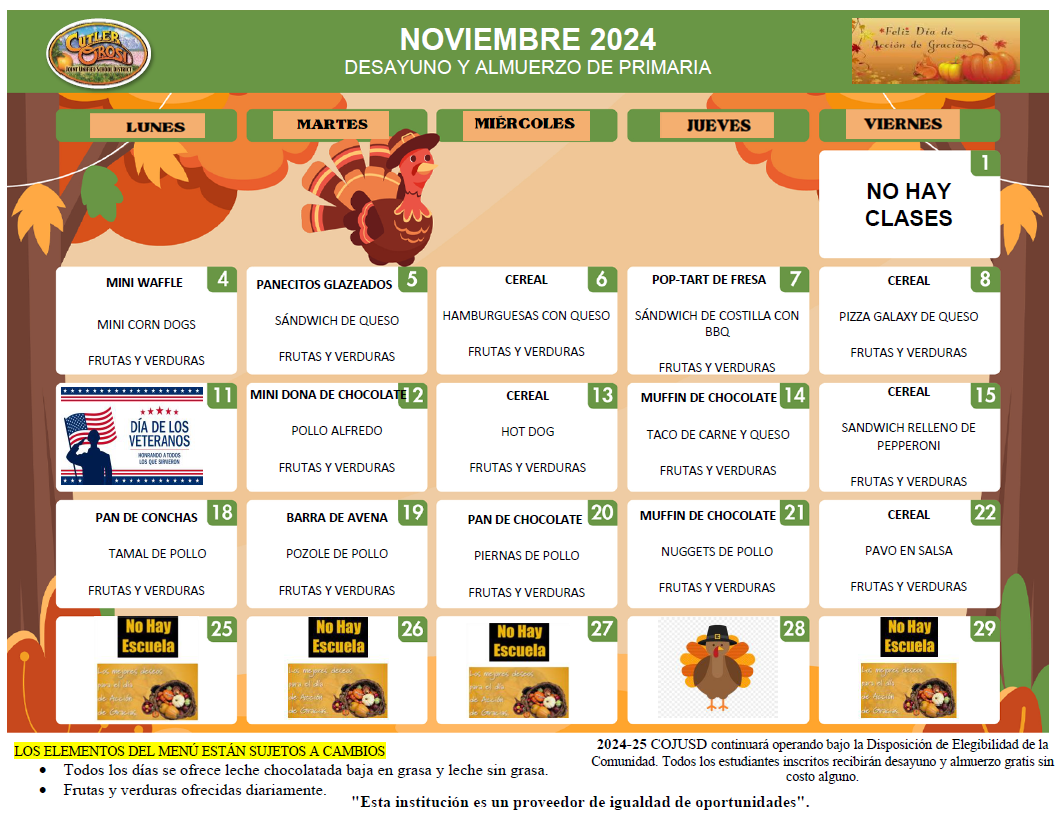 MENU DE NOVIEMBRE