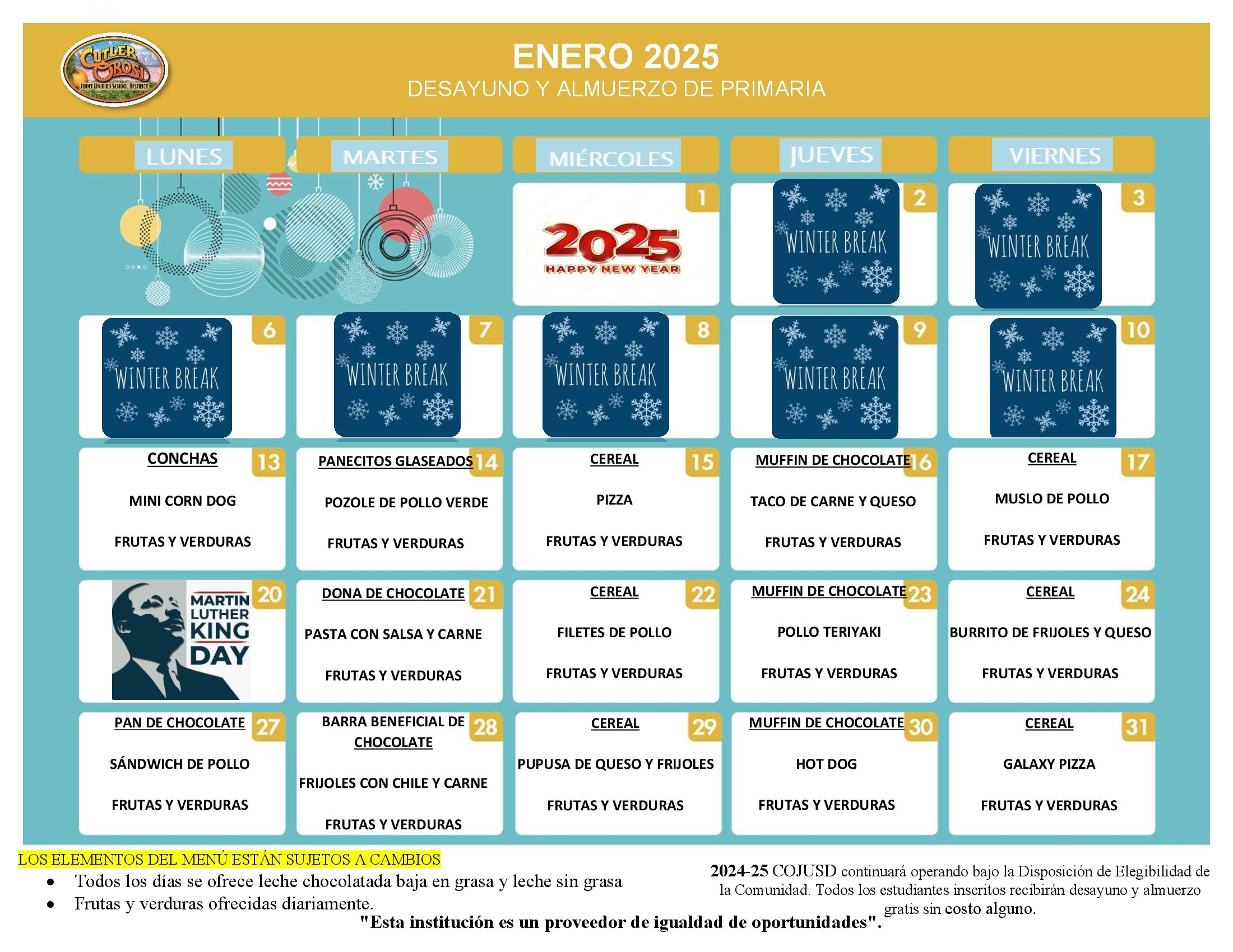 Menu de Enero