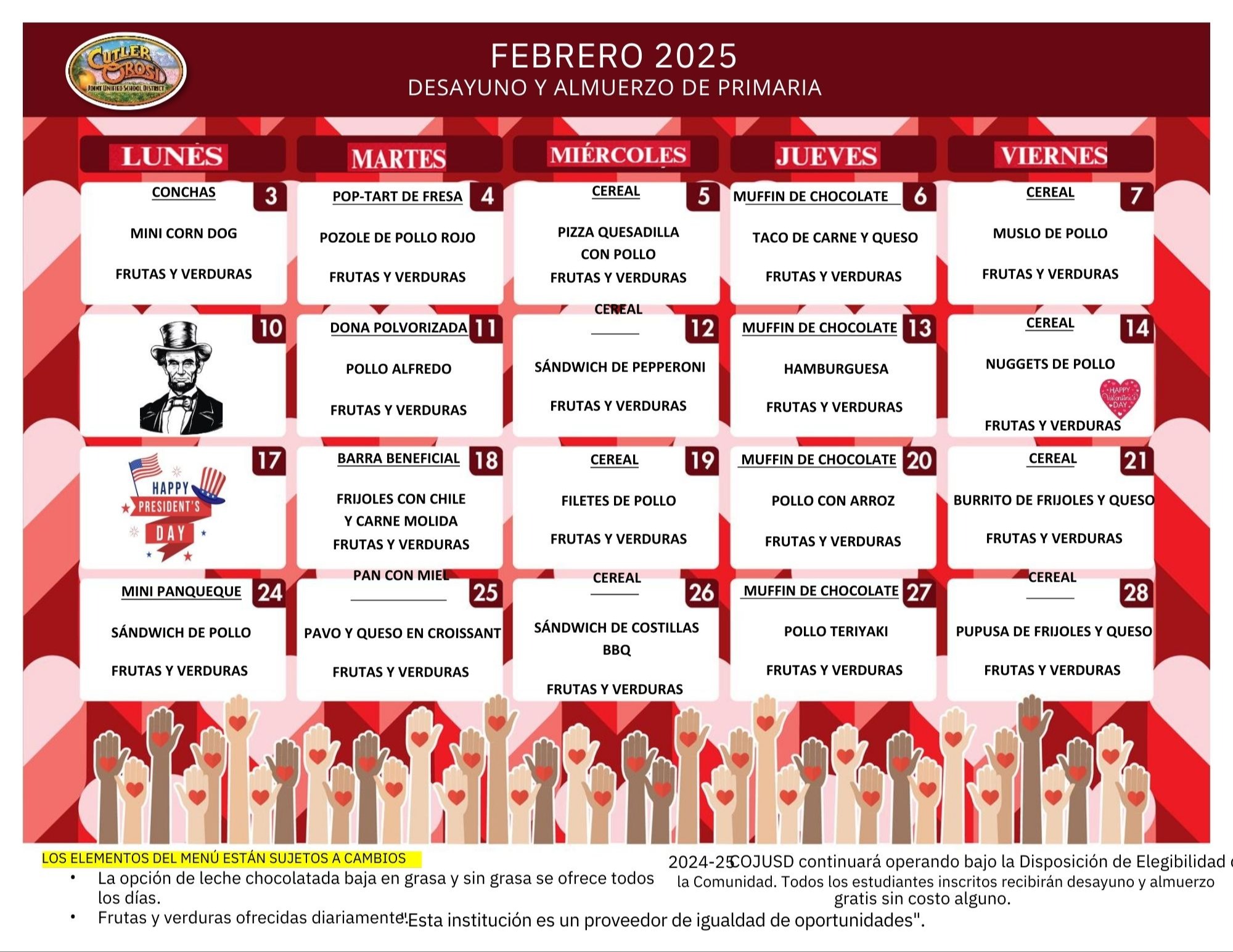 Menu de Febrero