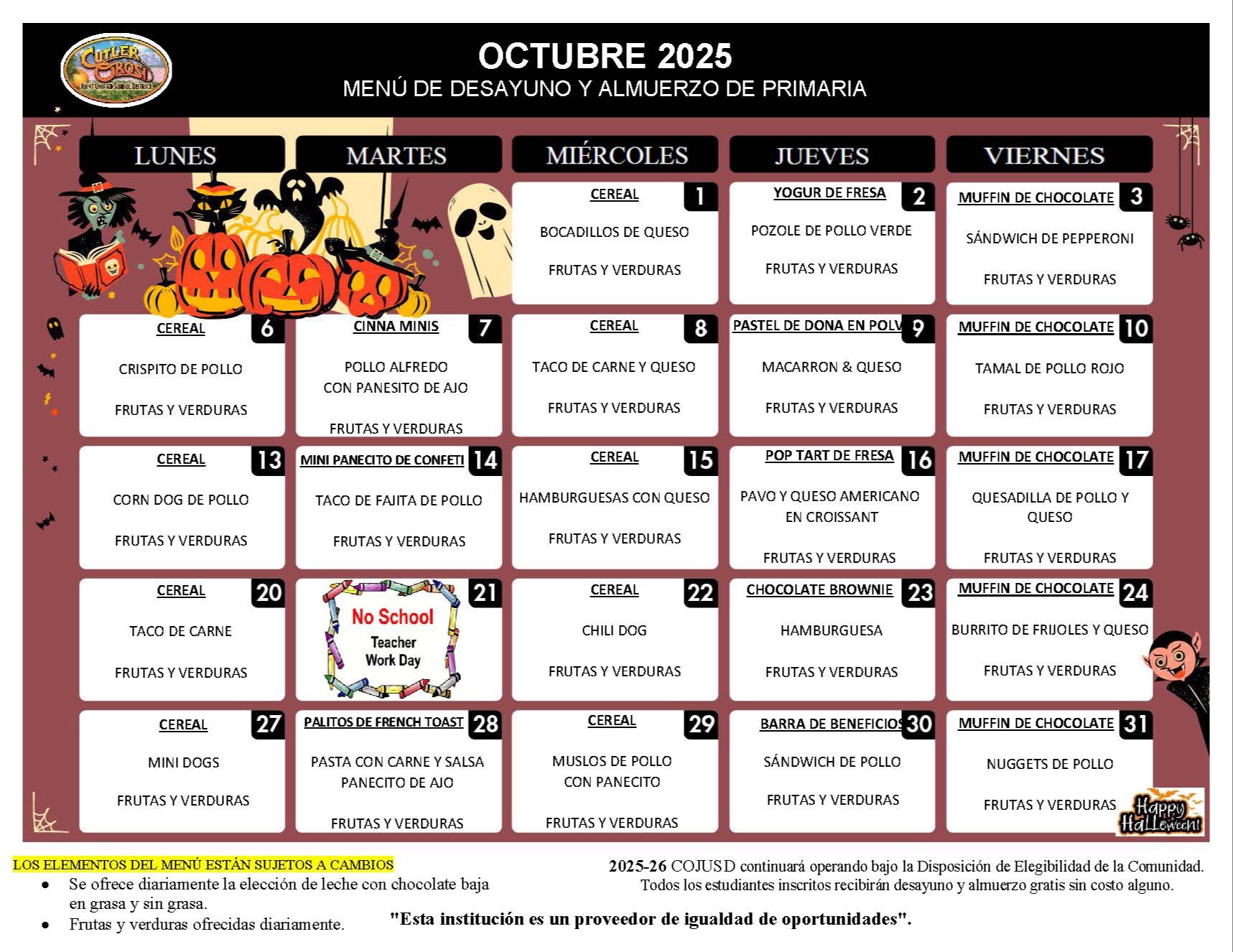 MENU DE PRIMARIA
