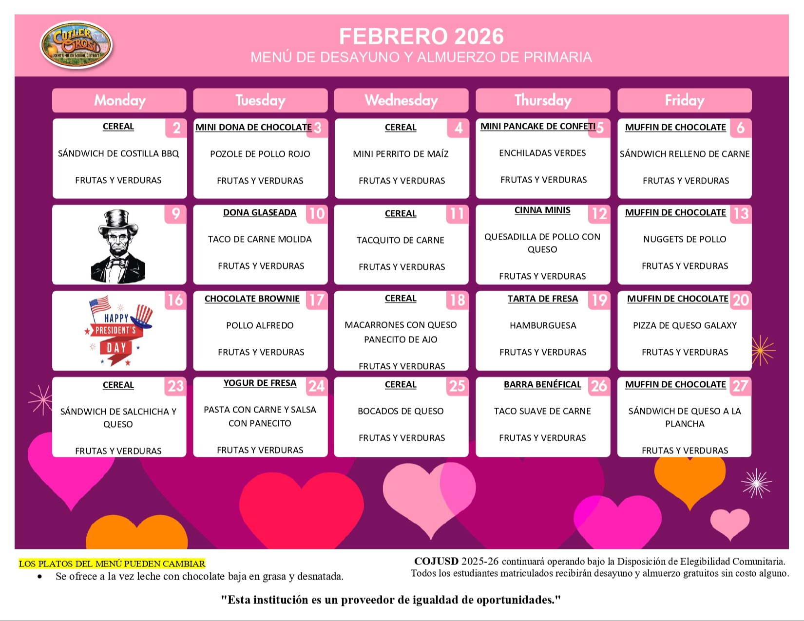 MENU DE PRIMARIA