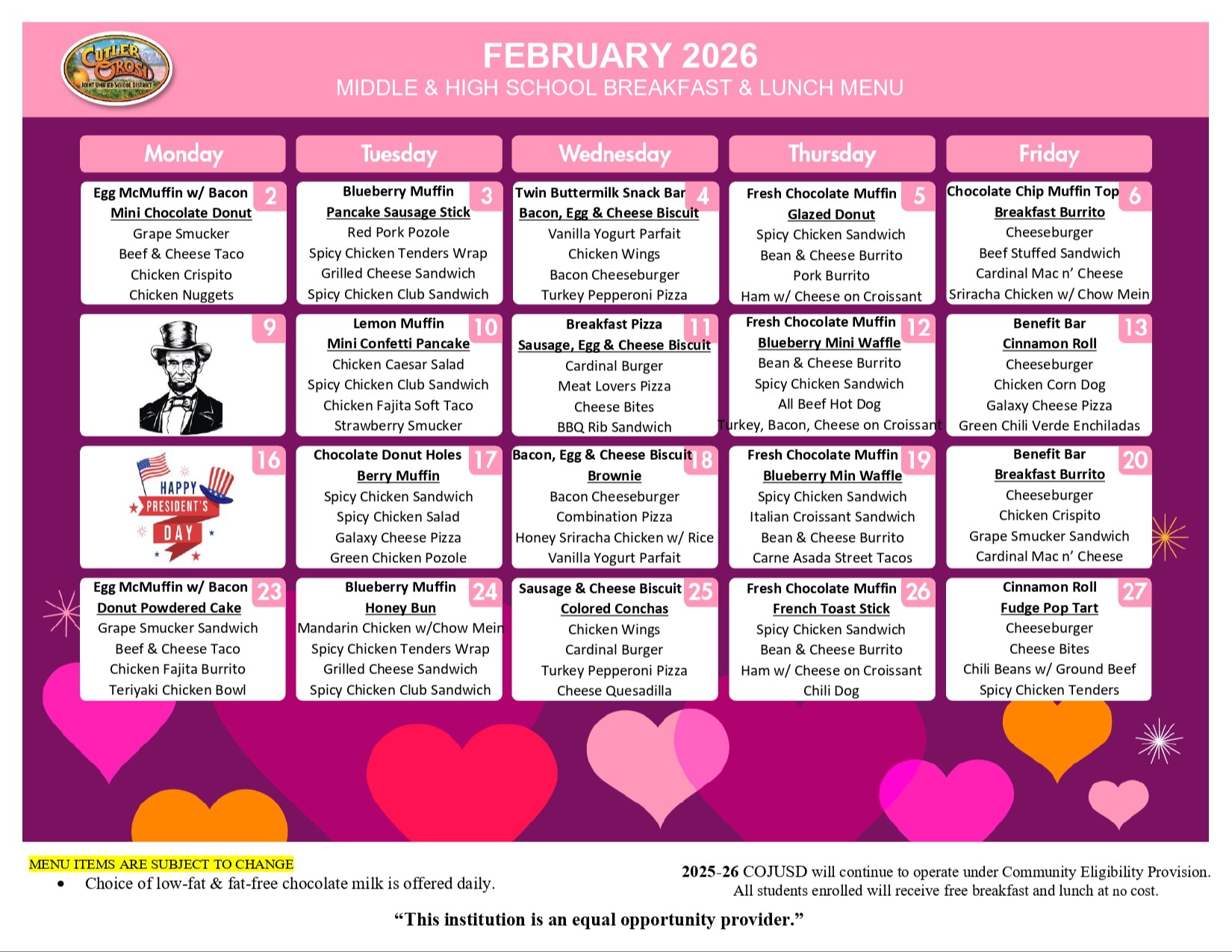 FEB MENU FOR OHS AND EMMS