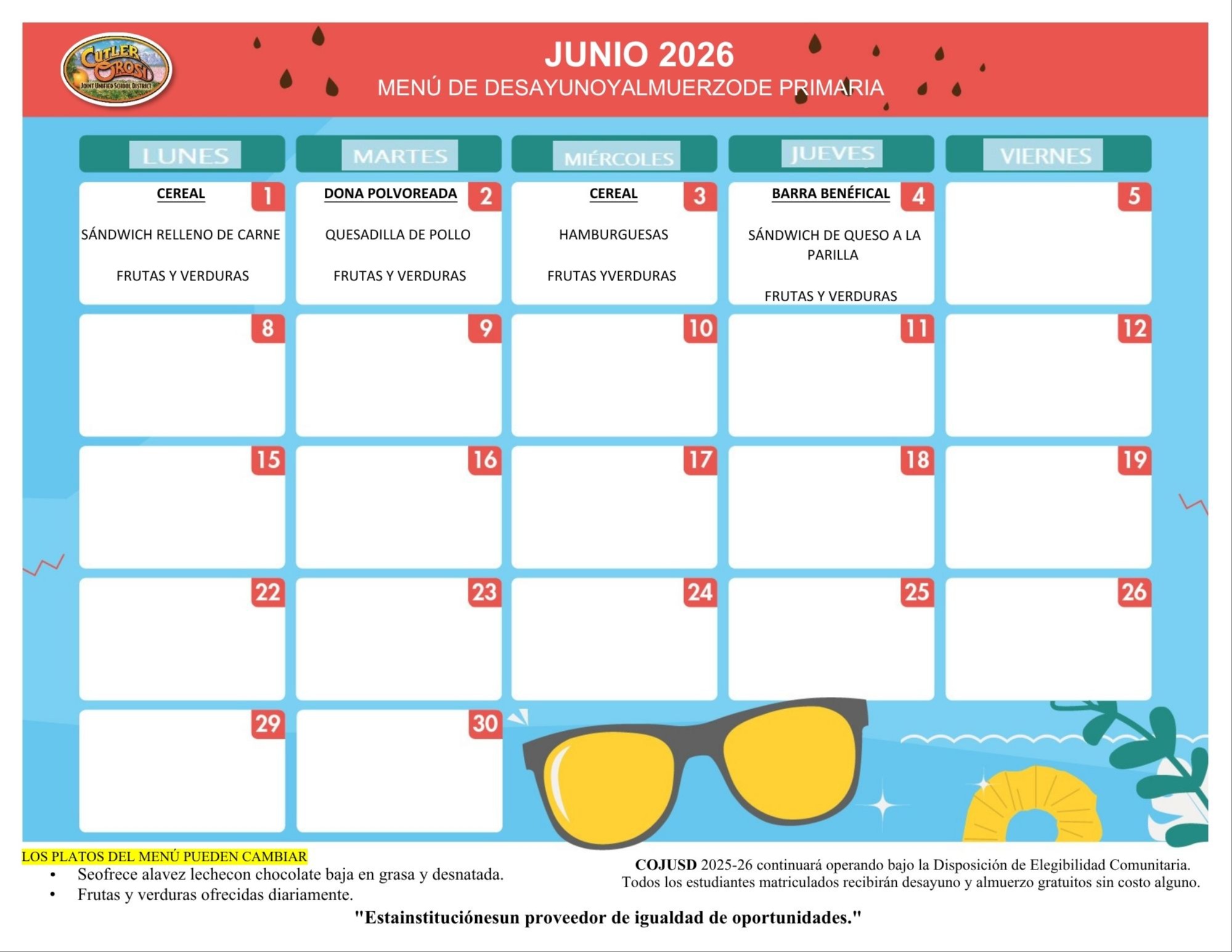 MENU DE PRIMARIA