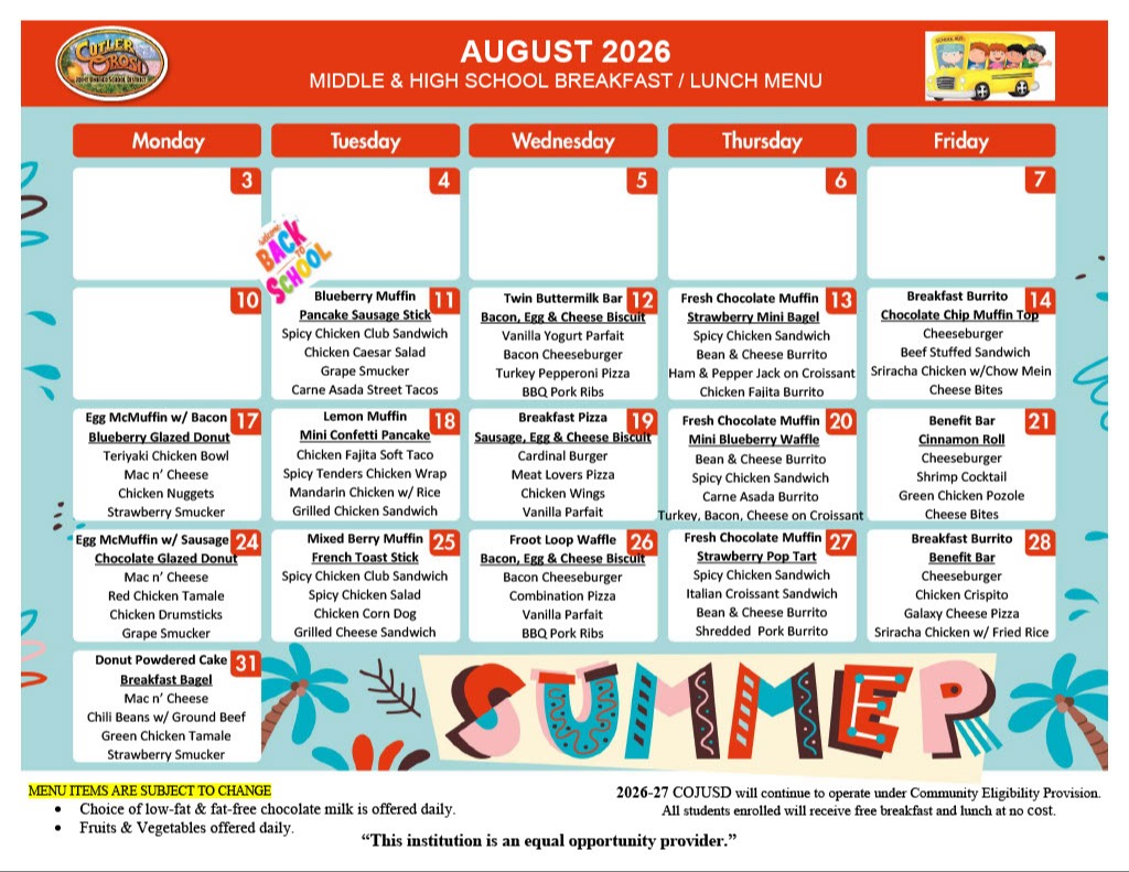 AUG LUNCH  MENU