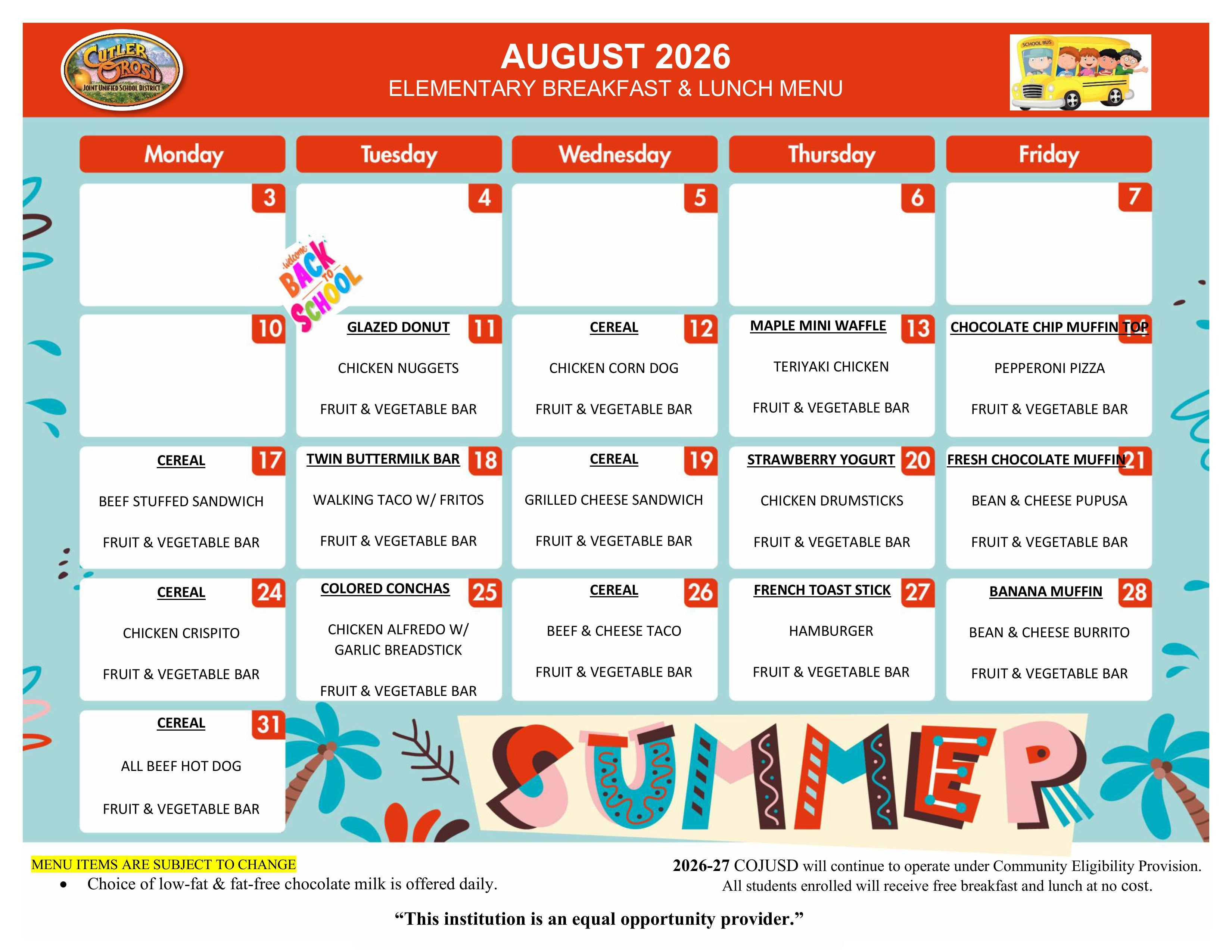 AUG LUNCH MENU