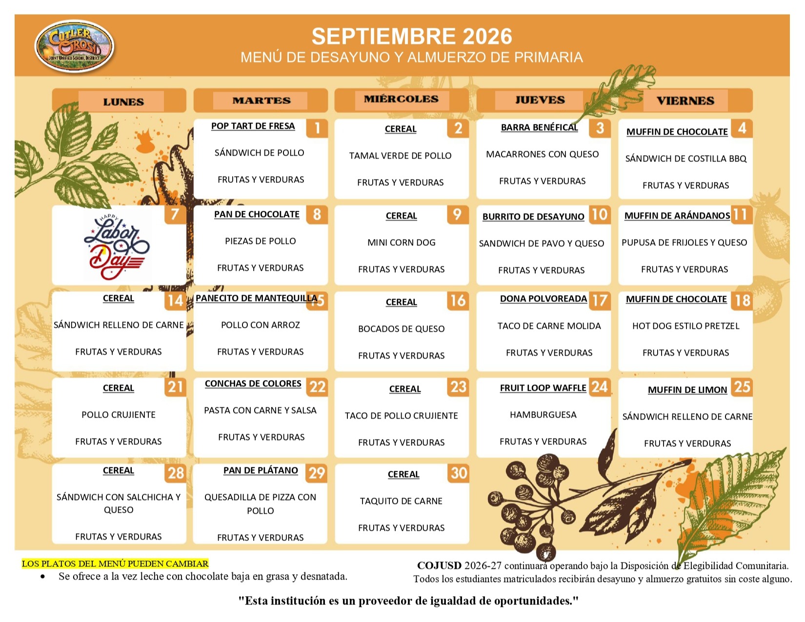 MENU DE PRIMARIA