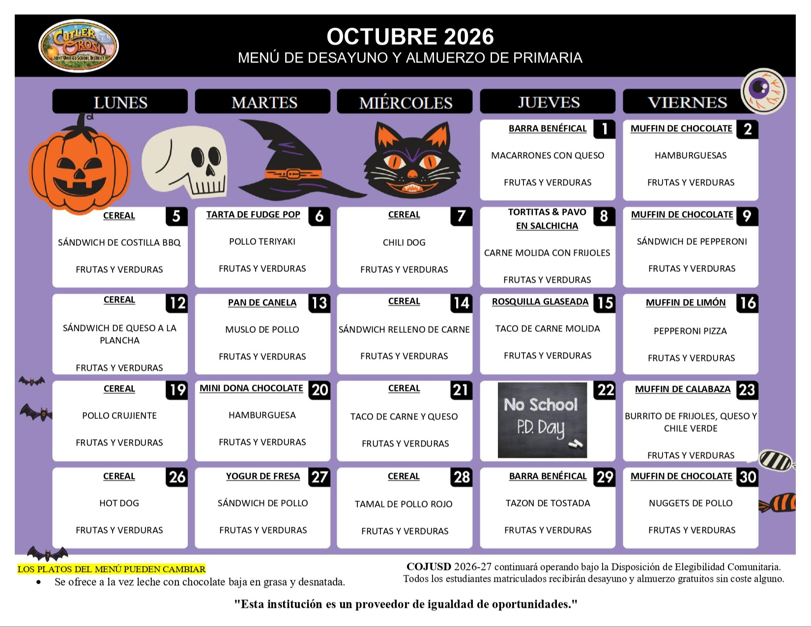 MENU DE PRIMARIA