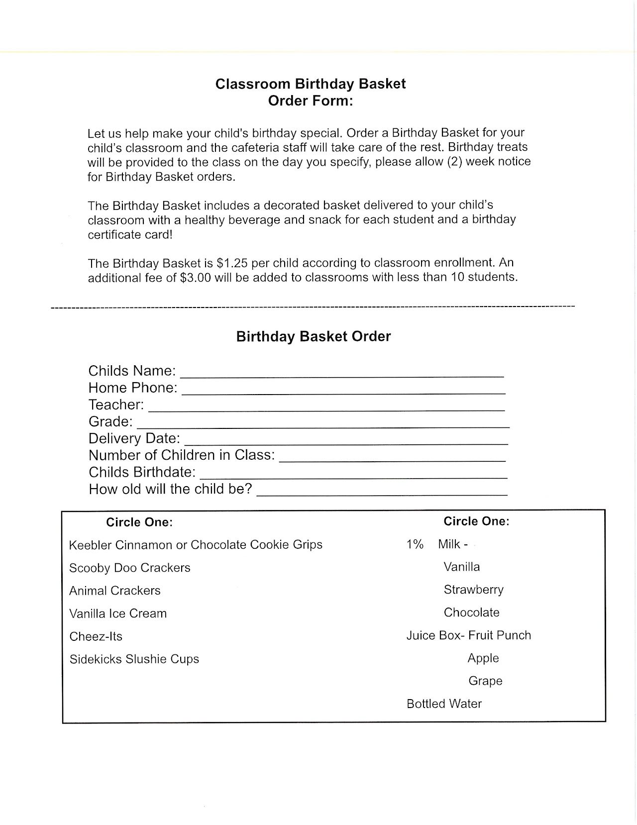 Birthday Baskets Harrisburg Elementary